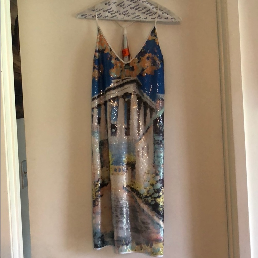 Clover Canyon Blue Multi Sequin Column Dress